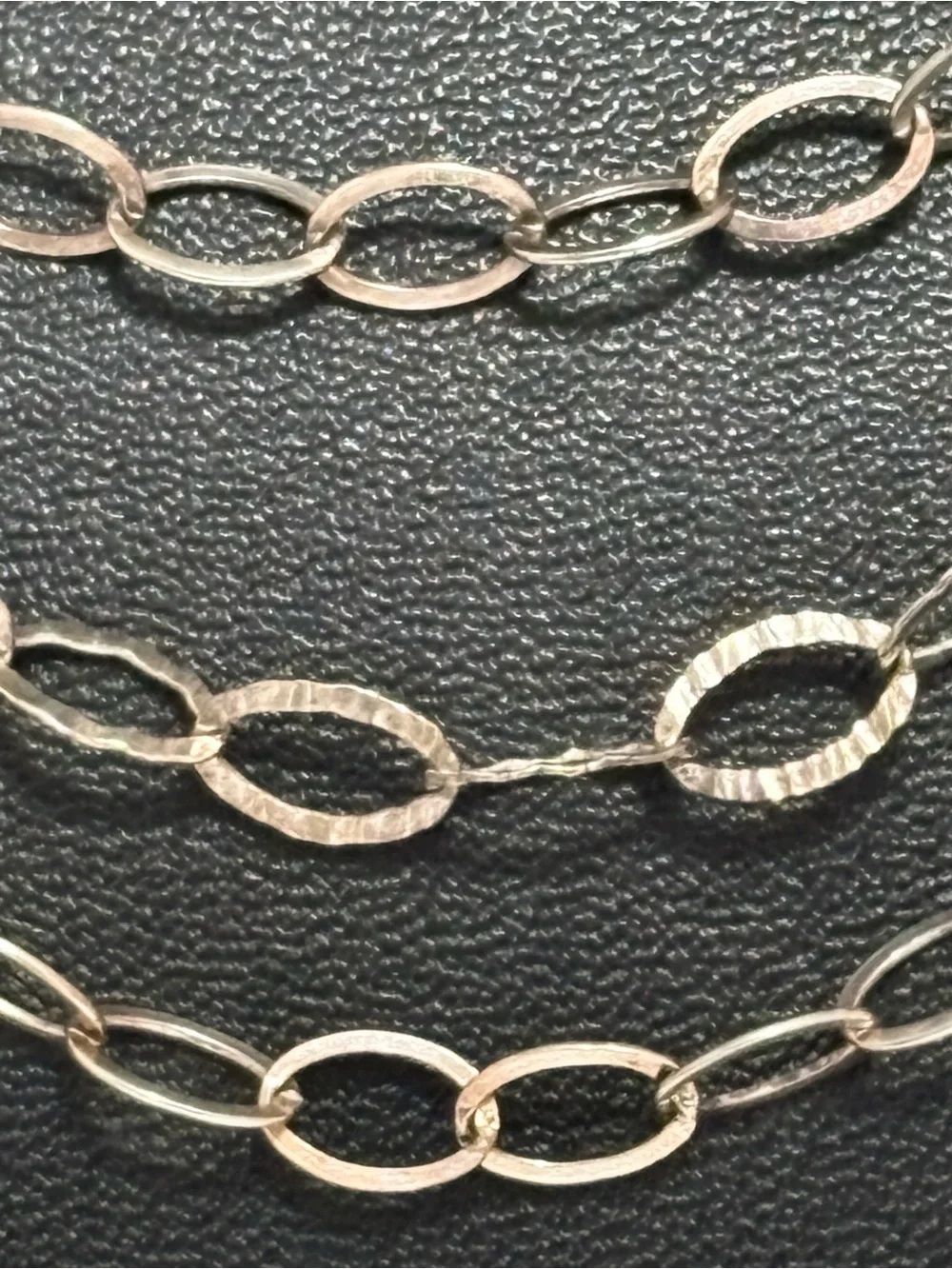Sterling Silver Five Strand Necklace With Oval Links Made In Italy 17”